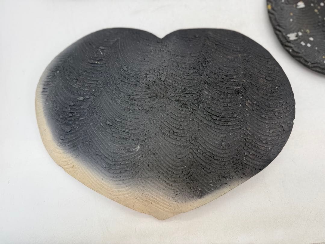 坂田甚内作 黒陶金彩 ハート型皿4点 送料込み250606