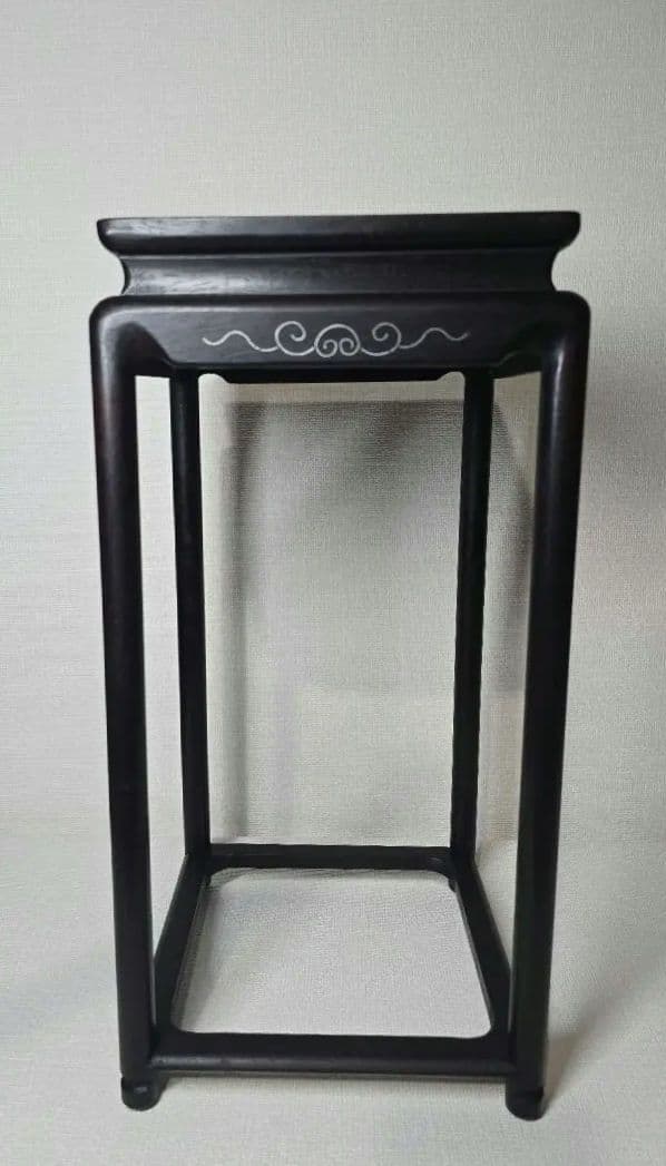 時代物 唐物 唐木 銀象嵌唐草付 花台　紫檀 華道具　飾り棚　茶道具　骨董品 時代物 唐物 唐木 銀象嵌唐草付 花台紫檀 華道具飾り棚茶道具骨董品