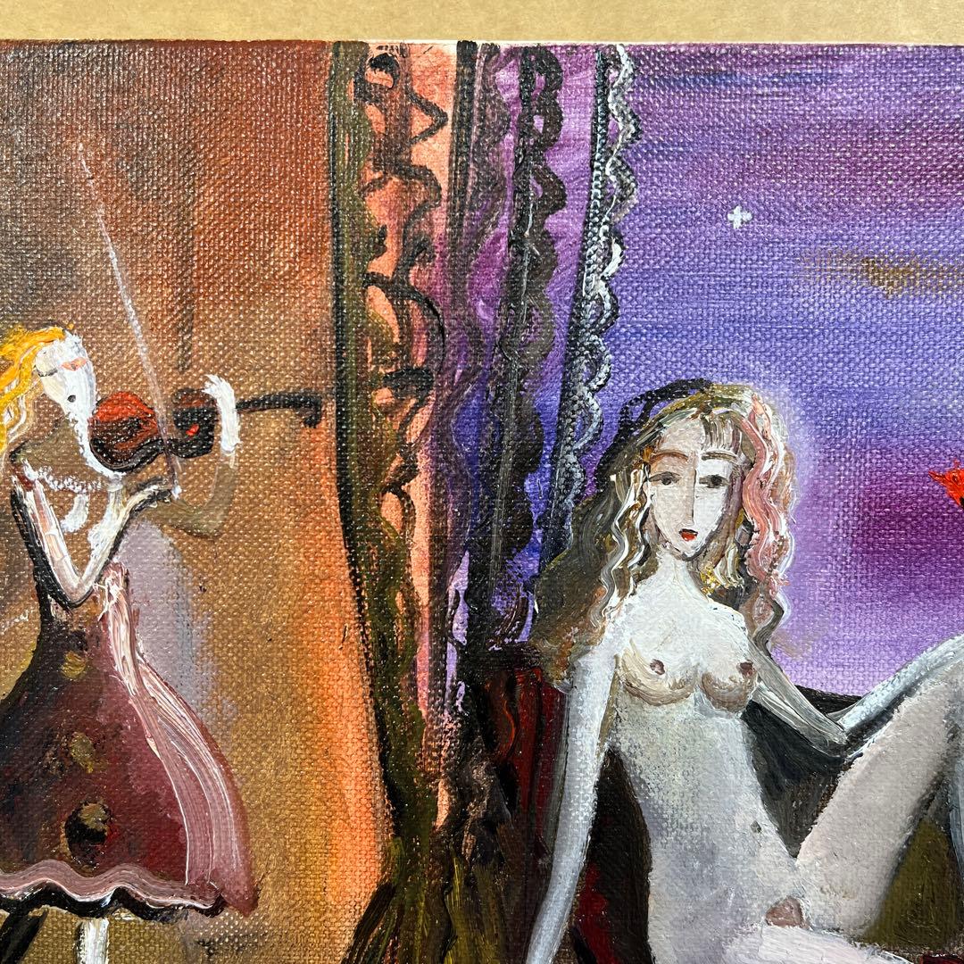 ⭕️油絵 二科会員 織田広比古 画題[月とバラ] F3号 東京銀座 日動画廊