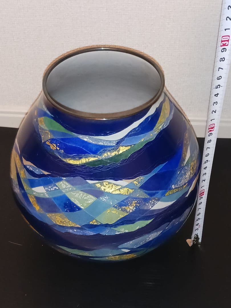 七宝焼 七宝花瓶 七宝壺 花生 蒼々の譜 女性作家作品