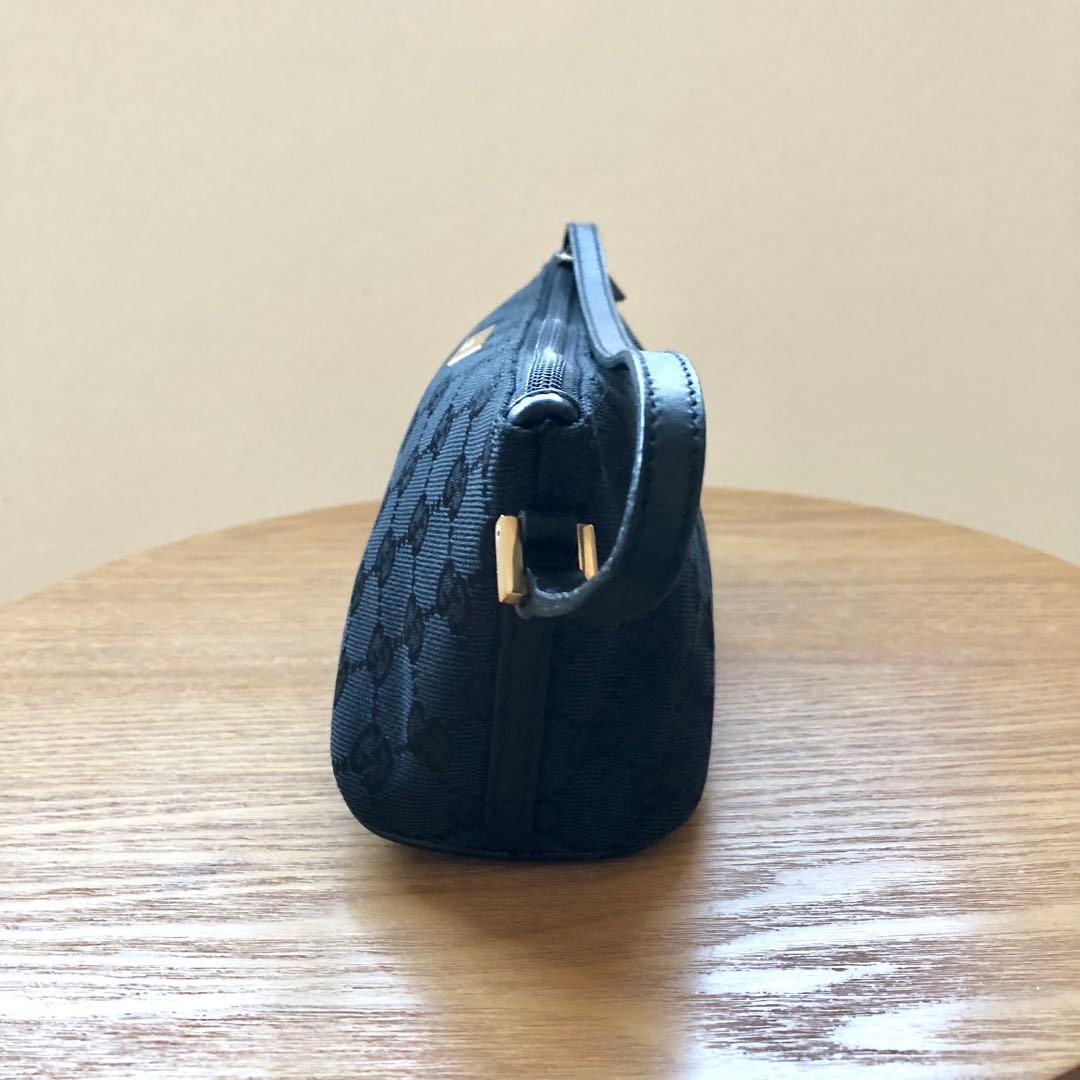 GUCCI グッチ アクセサリーポーチ パーティーバッグ GG柄キャンバス 黒