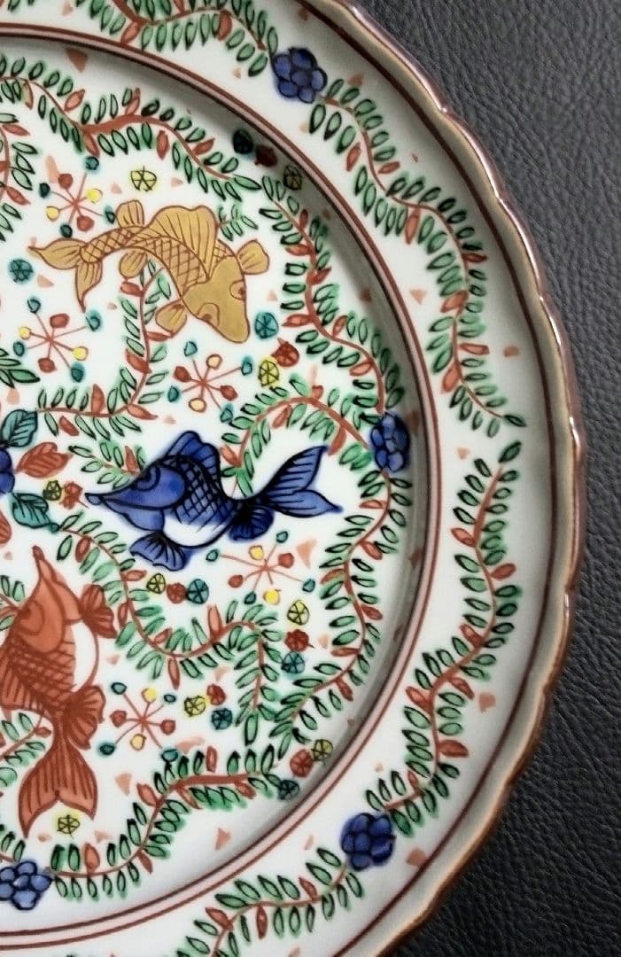 京焼 清水焼 万暦赤絵魚藻紋皿