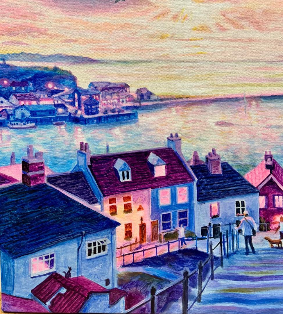 笹倉鉄平 風景画 手描き 10号 表裏サイン 印譜 額装 骨董 絵画