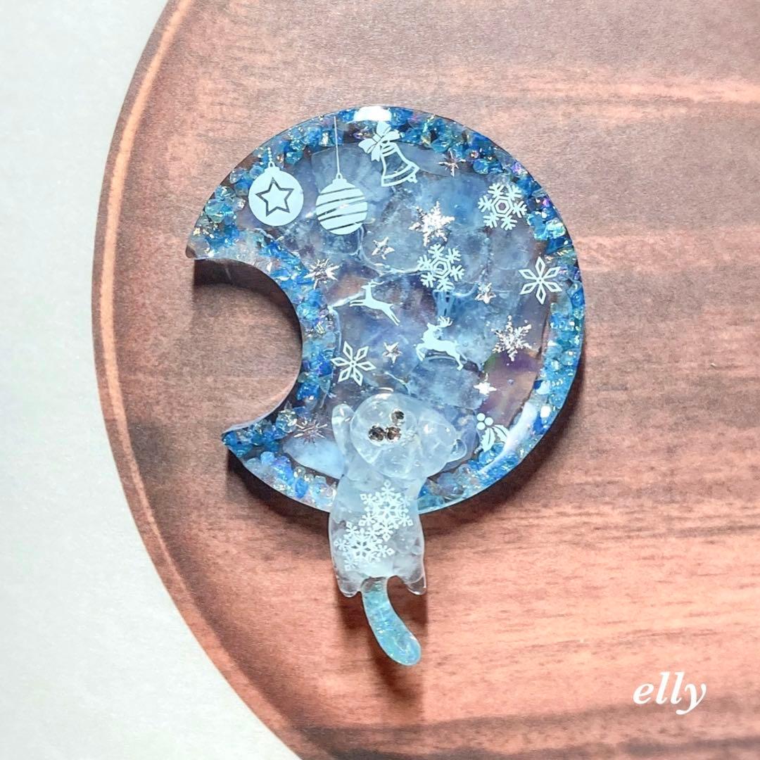 【sawasawa様】1569.天然石　琉球ガラス　雪の結晶　とびつき猫　レジン