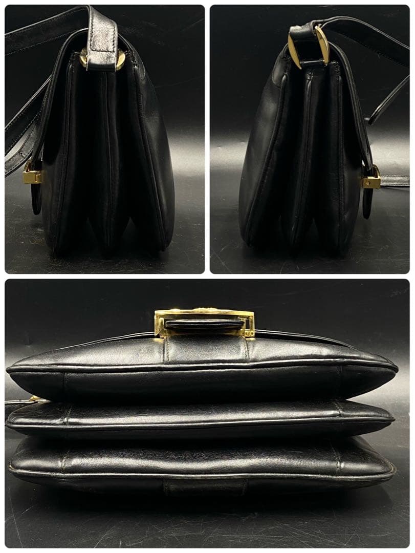 オールドグッチ ショルダーバック インターロッキング ロゴ ブラック レザー