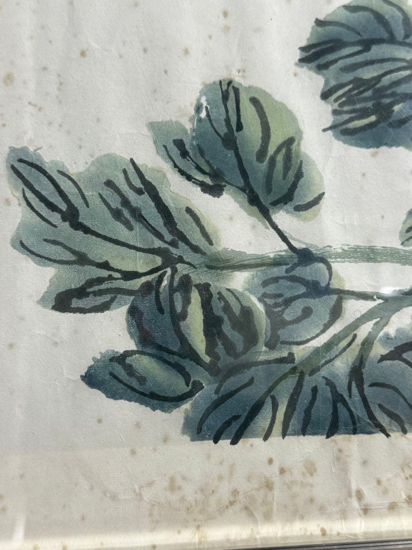 齐白石 木版水印画 ピンクの花と緑の葉 中国大人気絵画家 送料