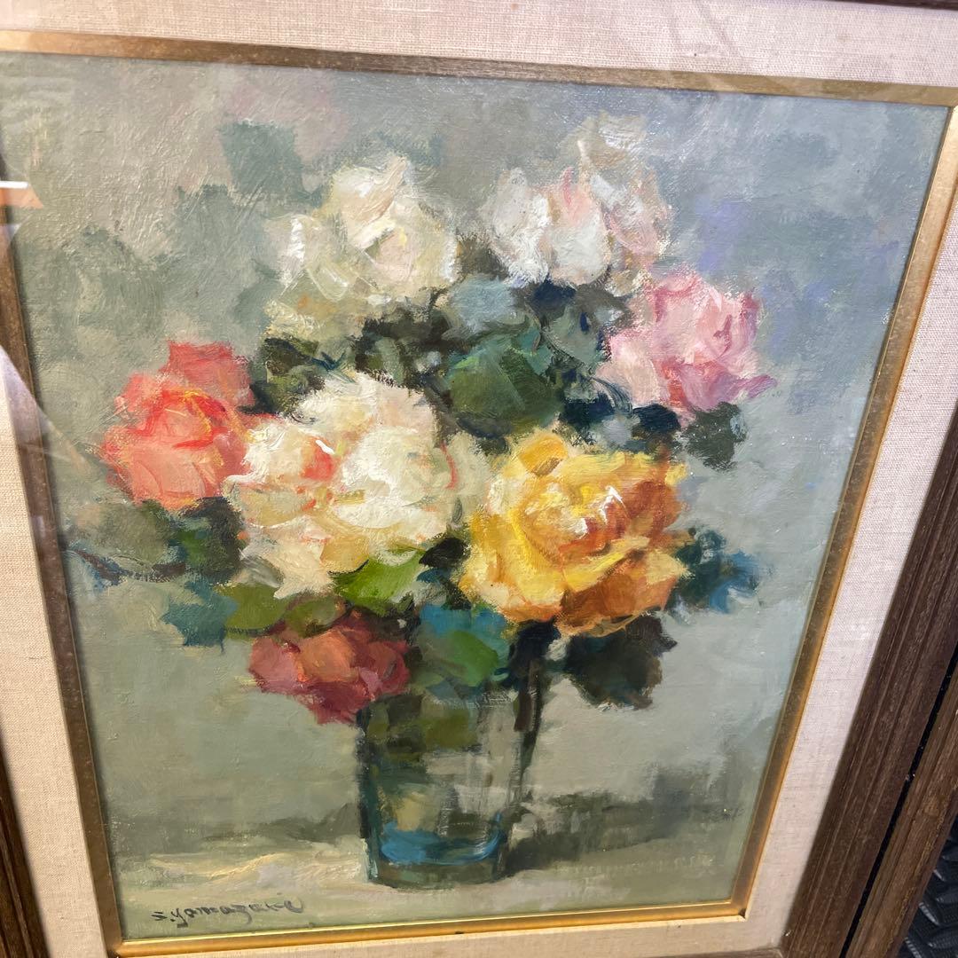 山崎翠祥 薔薇 1981 油絵 絵画