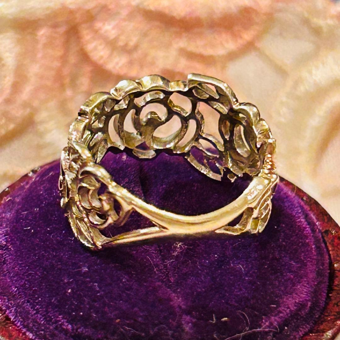 ピンキーリング　指輪　バラ　カメリア　椿