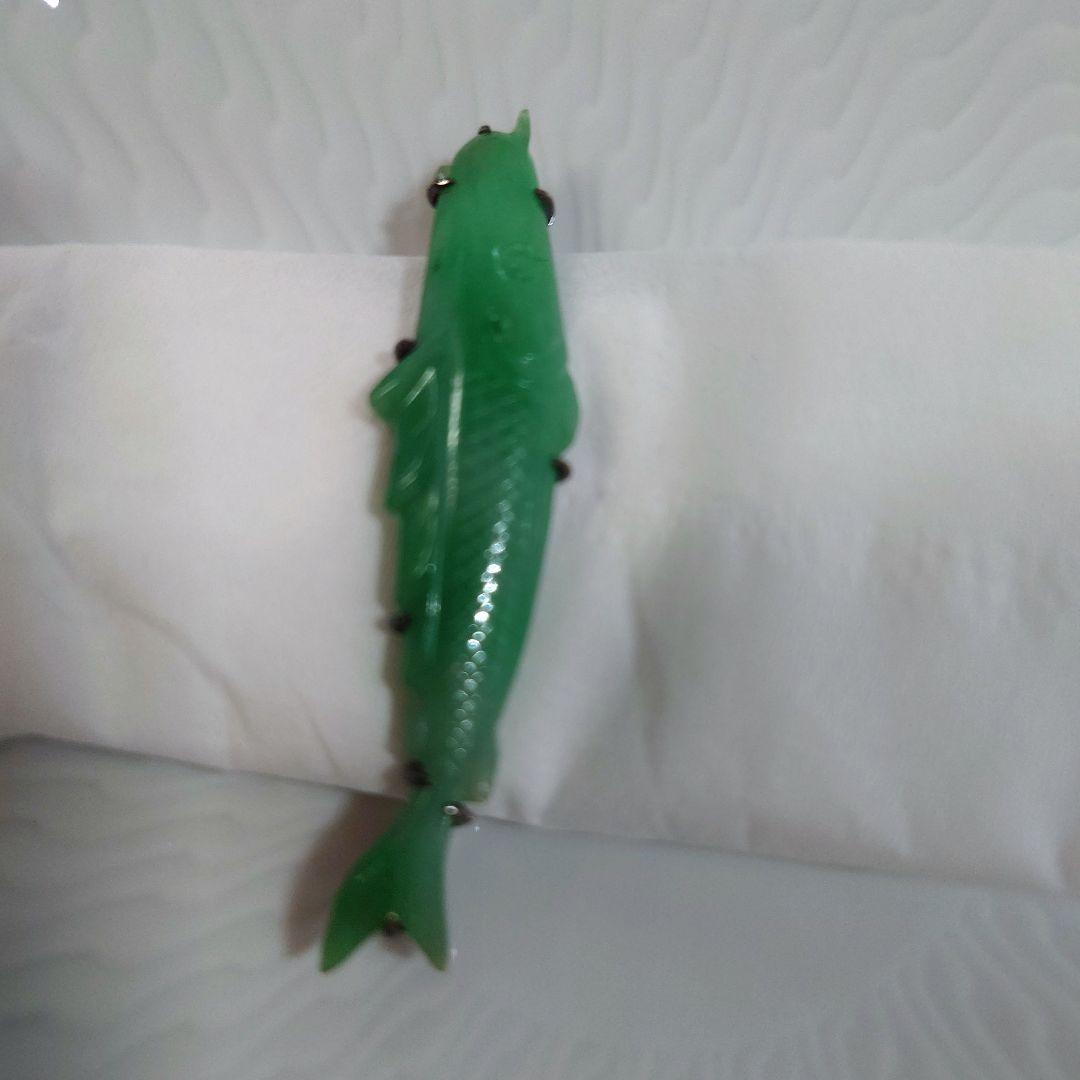 レトロ】翡翠 ひすい 鯉 ブローチ ペンダントトップ 帯留め