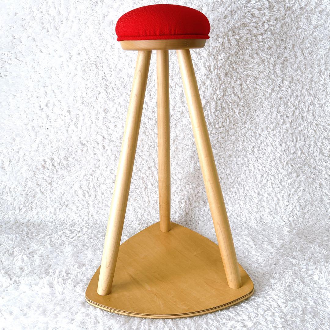 美品✨旭川家具 　コサイン 　キッチンスツール　赤　チェア　赤い帽子