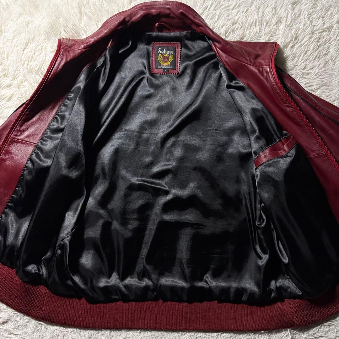 希少カラー□schott レザージャケット 羊革 ラムレザー ボルドー L