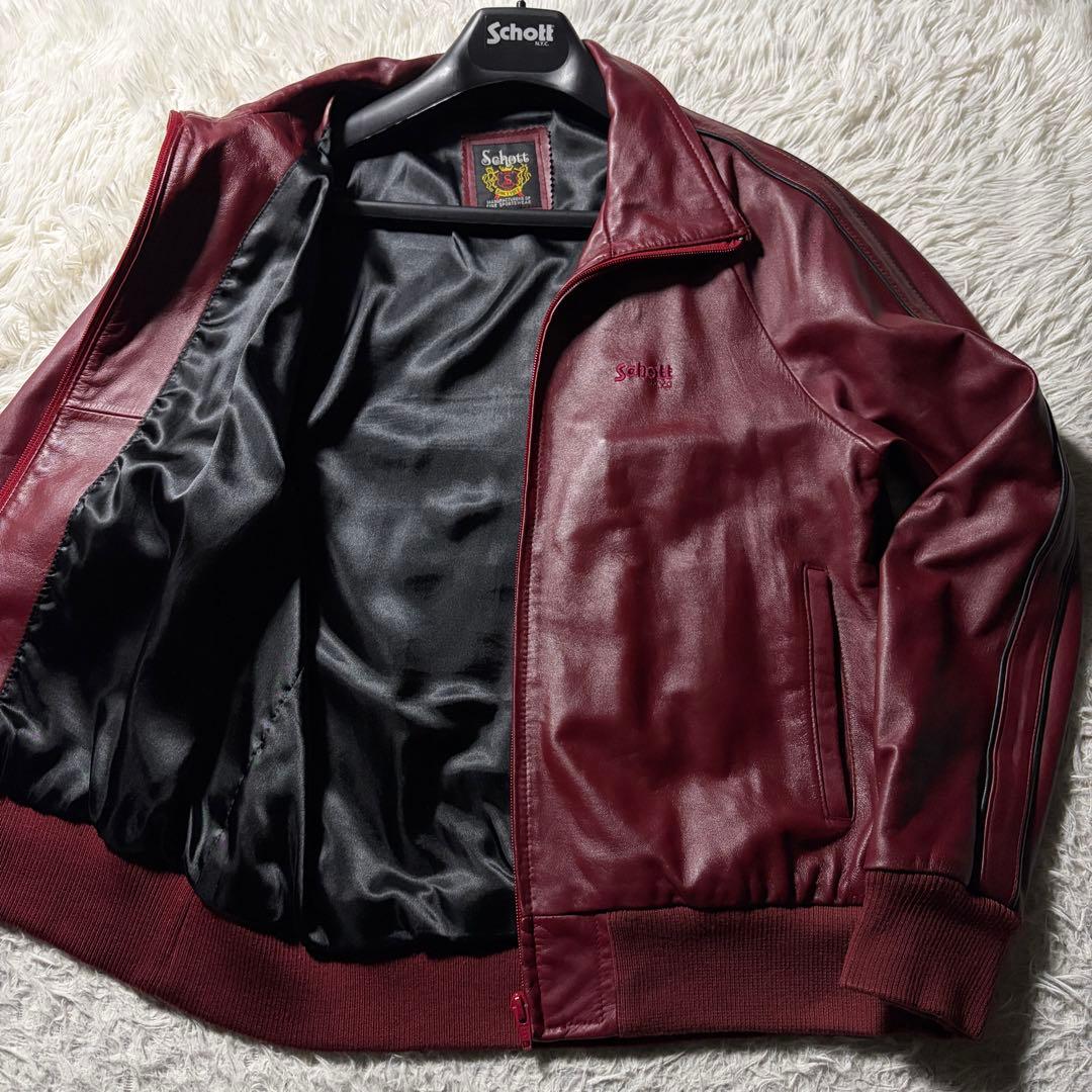 希少カラー□schott レザージャケット 羊革 ラムレザー ボルドー L