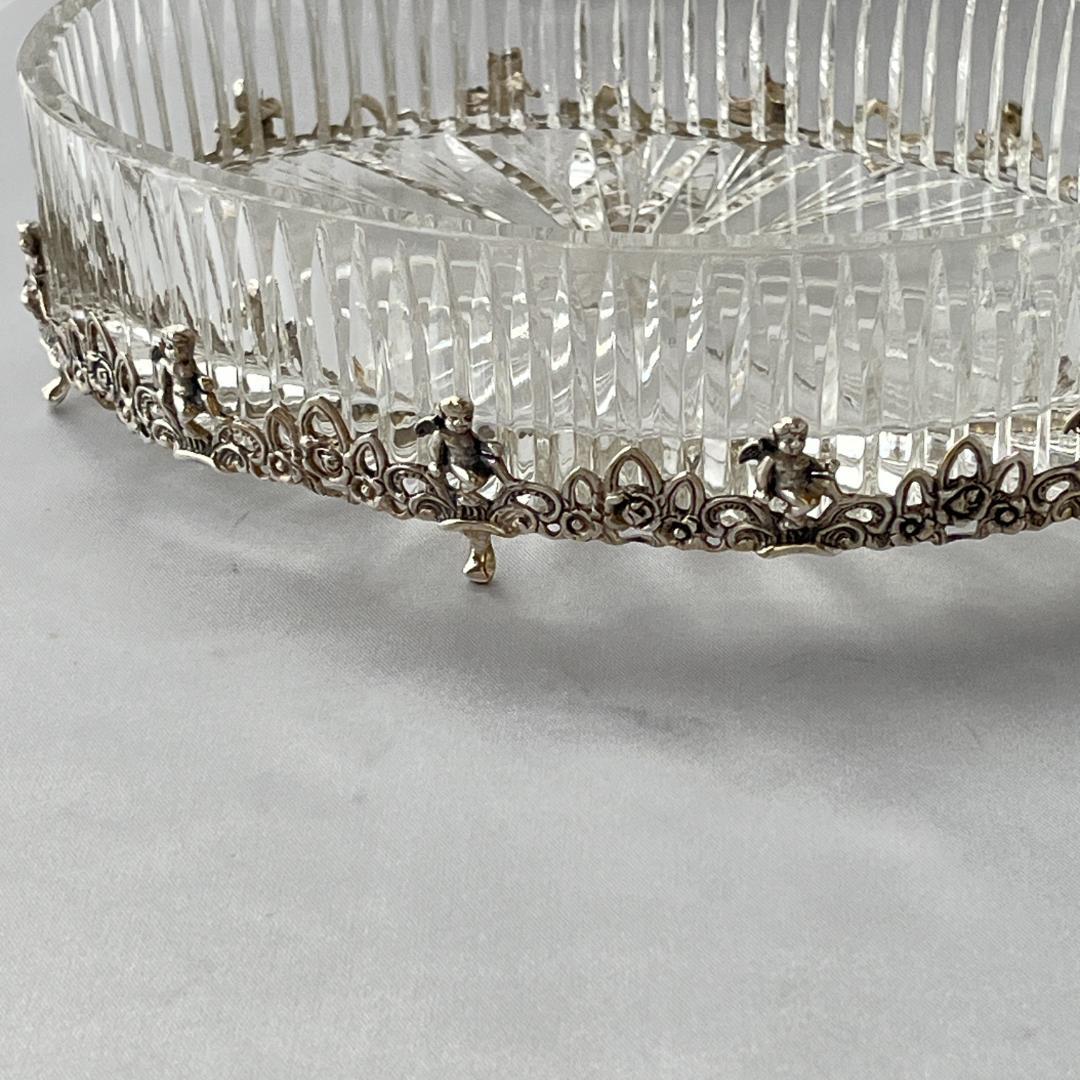 【ALBO】【純銀 / ガラス】天使と薔薇 オーバルのオーナメント 16.5cm