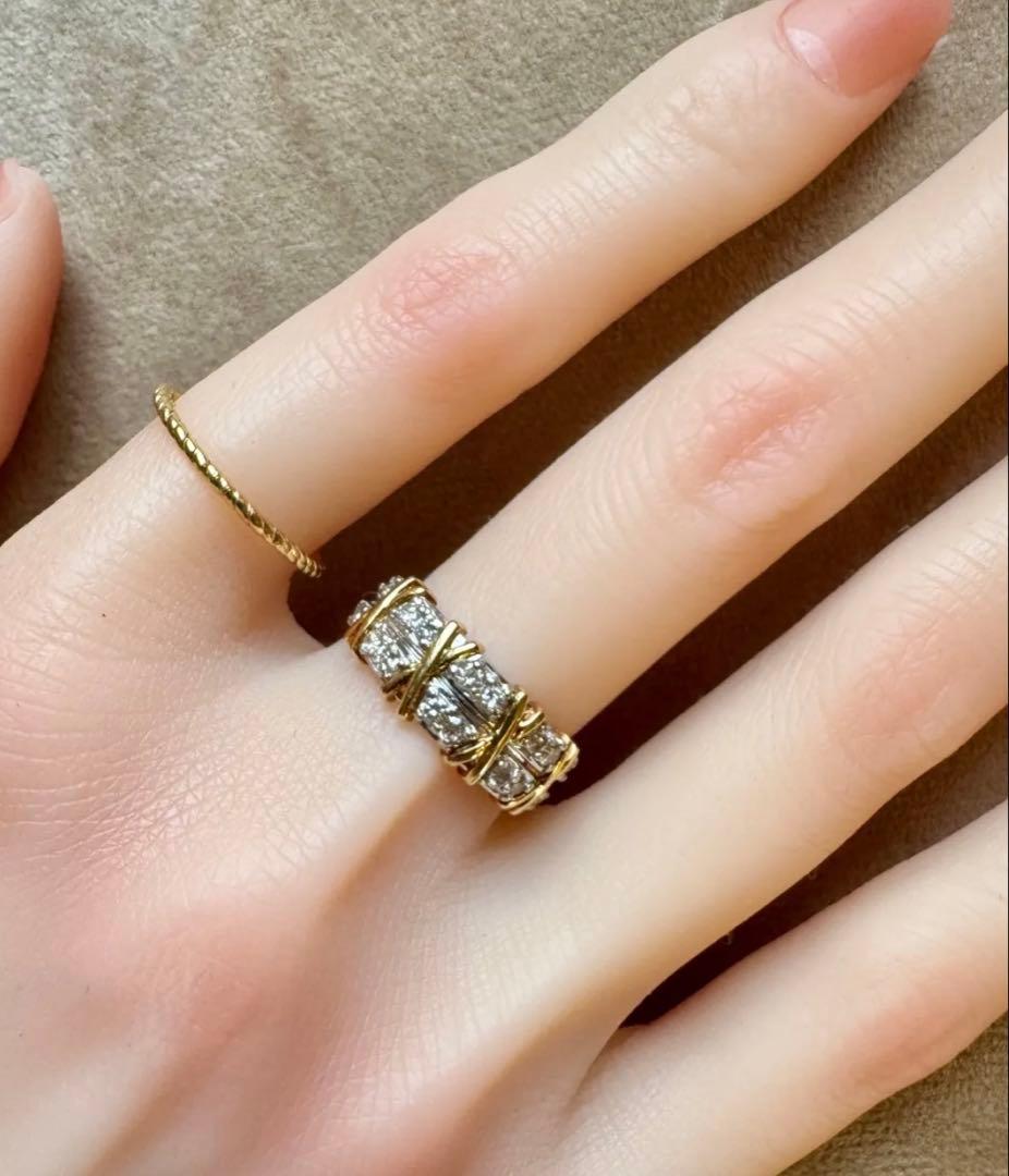 専用　ゴージャス　ダイヤモンド　pt900 プラチナ　k18 リング　13.5号