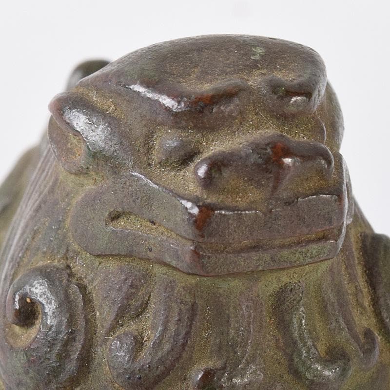 古銅　漢詩刻　獅子摘　印材　紙鎮　置物　V　7501