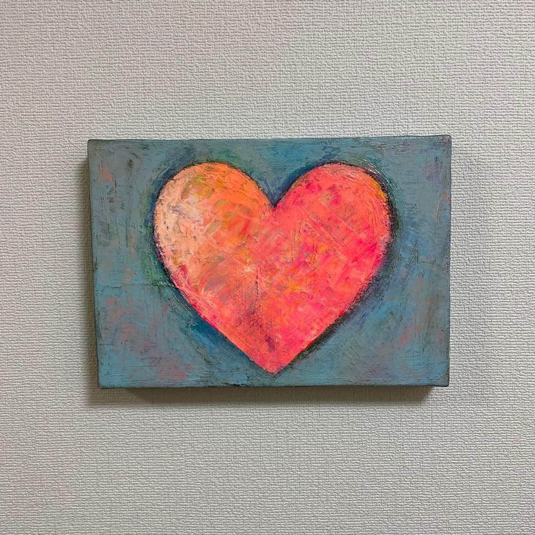 ハート、油絵、原画、インテリア、オシャレ、ハートの絵、ハッピー