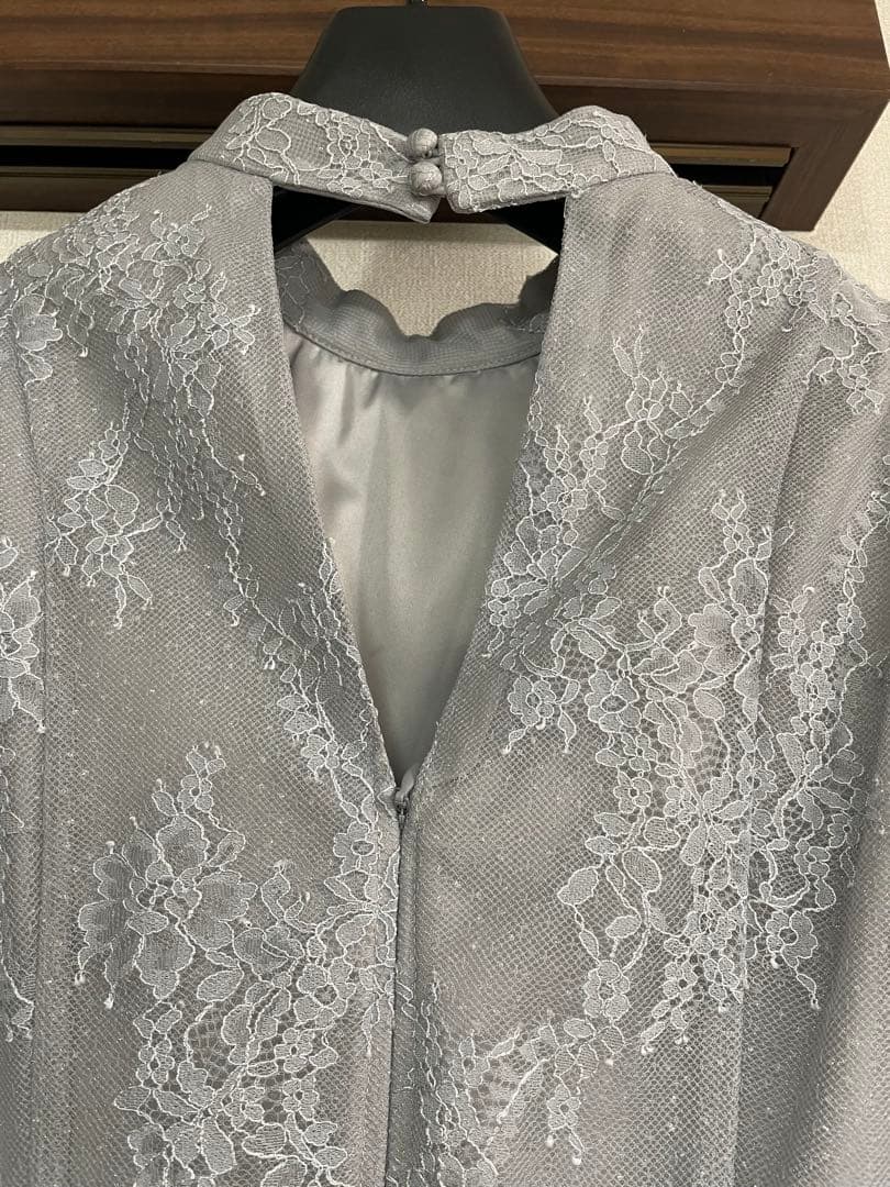 SNIDEL デザインスリーブレースドレス ブラック スナイデル デザイン