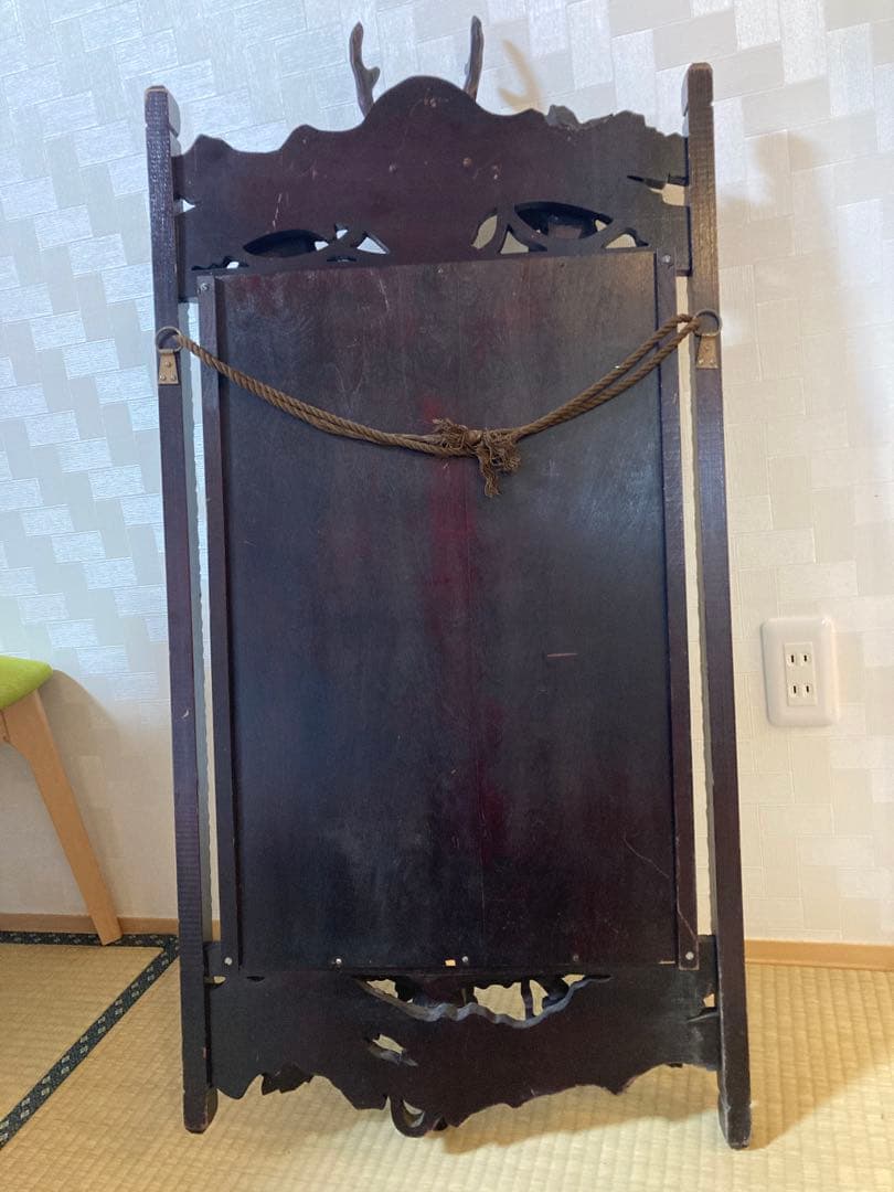 送料込 西洋アンティーク 木製ミラー 鹿と葡萄の装飾 - メルカリ