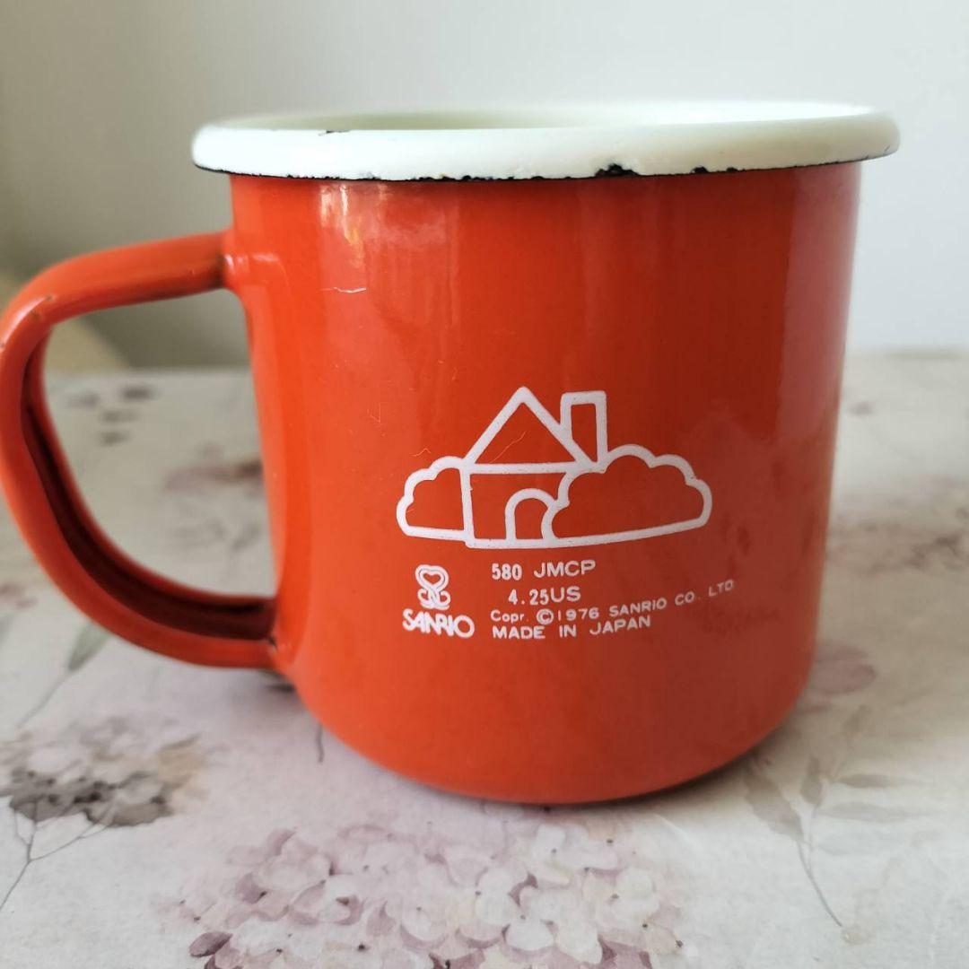 昭和レトロ】激レア！47年前のキティちゃん ホーローマグ オレンジ