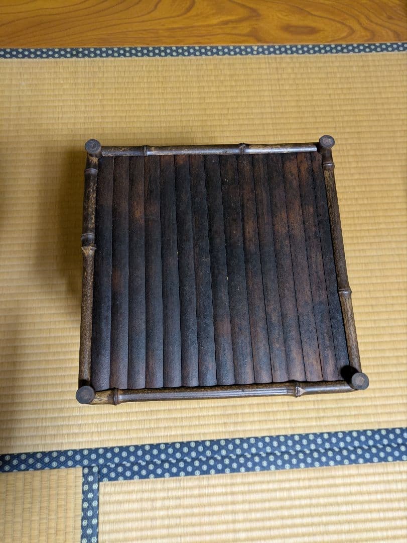 煎茶棚 綾瀬棚 竹製棚 アンティーク 竹工芸 正方棚 ミニ棚 煎茶棚