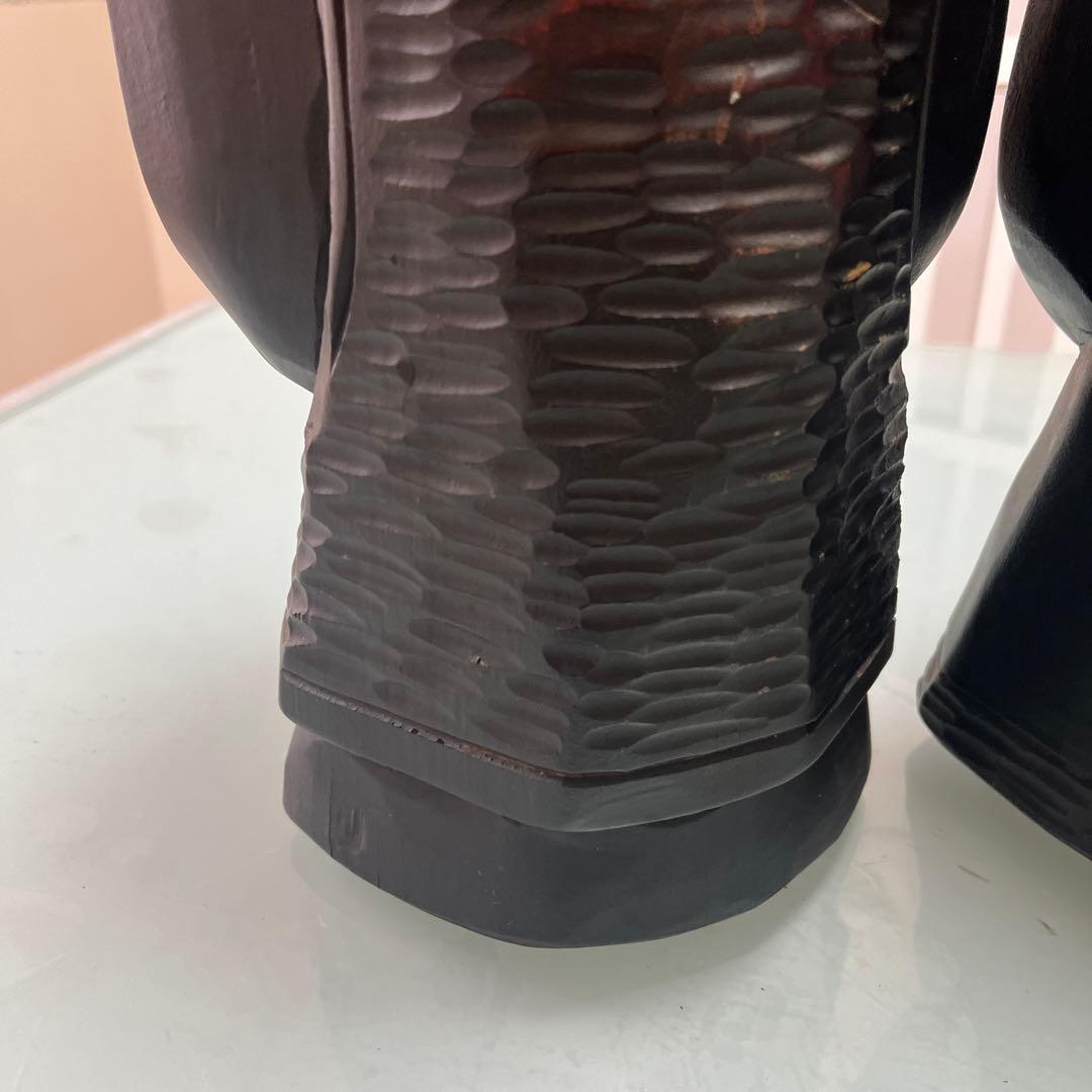 明工鳳雲作高級彫刻木彫刻夫婦2体セット ショップ