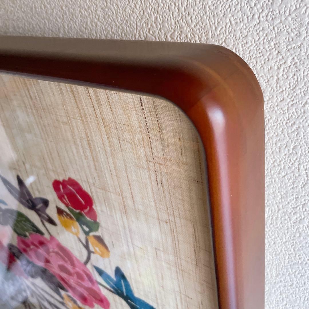 琉球紅型 びんがた 額入り 花籠と燕 沖縄 染物 インテリア