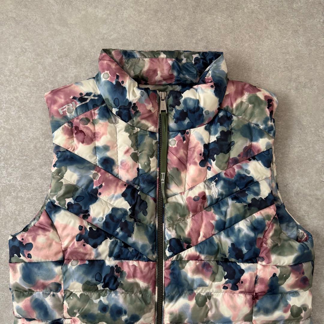 美品 RLX RALPH LAUREN ポロ ゴルフ 中綿ベスト 総柄 水彩
