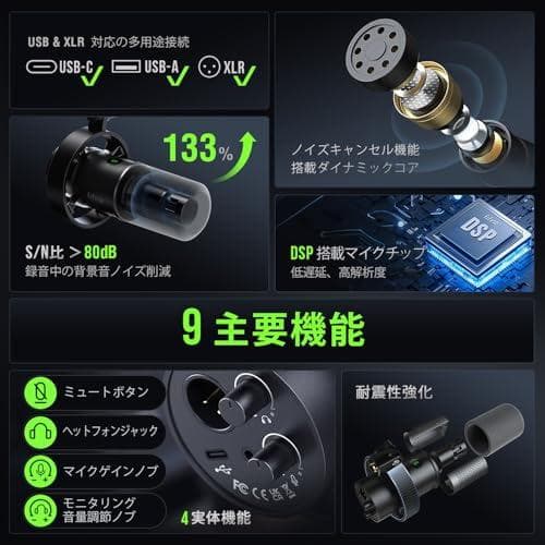 FIFINE ダイナミックマイク USB/XLRマイク PC セット 単一指向m