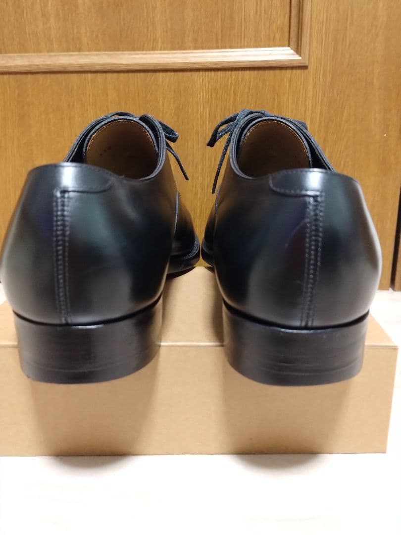 三陽山長 友二郎 ラバーソール 9 1/2 ブラック【美中古】ストレートチップ