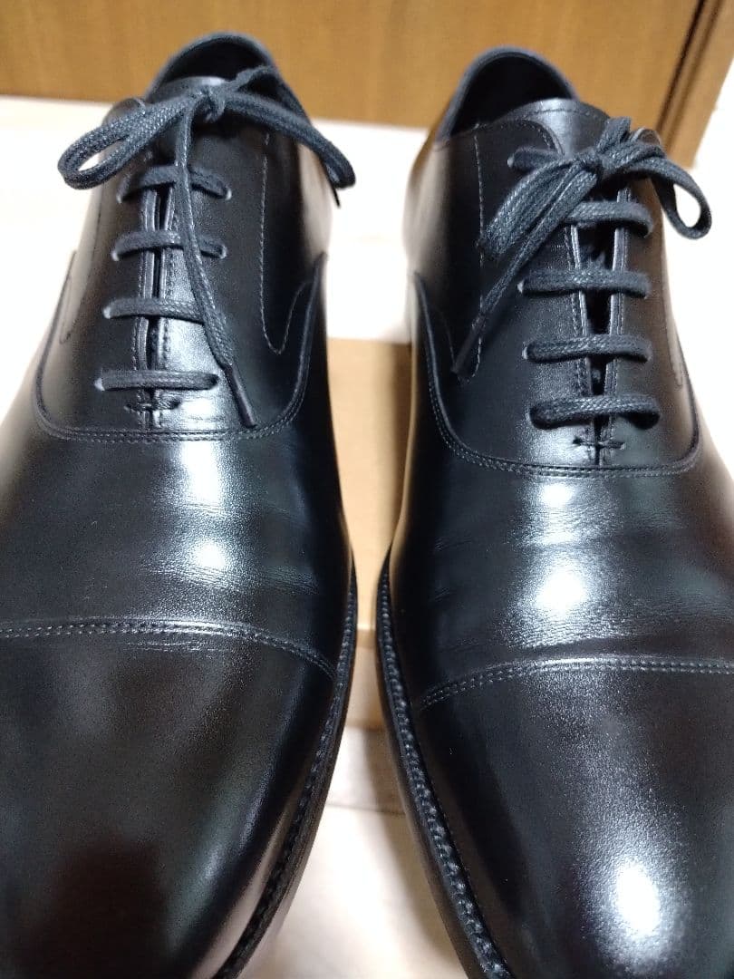 三陽山長 友二郎 ラバーソール 9 1/2 ブラック【美中古】ストレートチップ