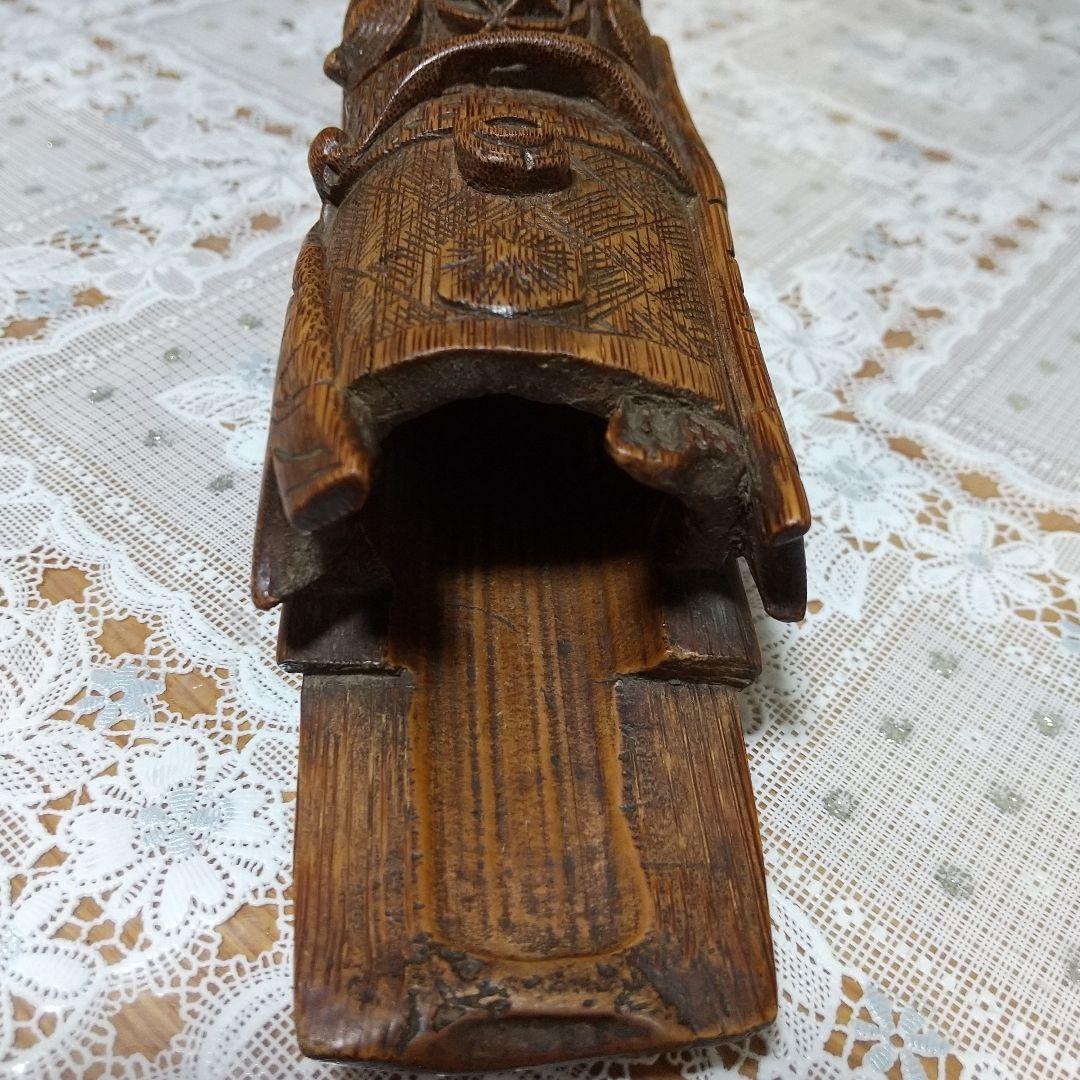 煎茶道具 アンティーク 布巾入れ 木彫り