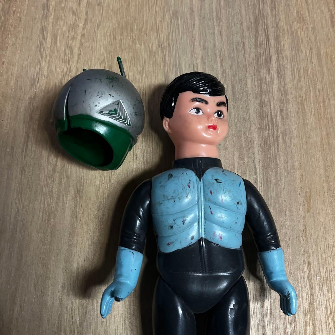 仮面ライダー ソフビ　当時物　マスク取れ　旧バンダイ　約26cm フィギュア