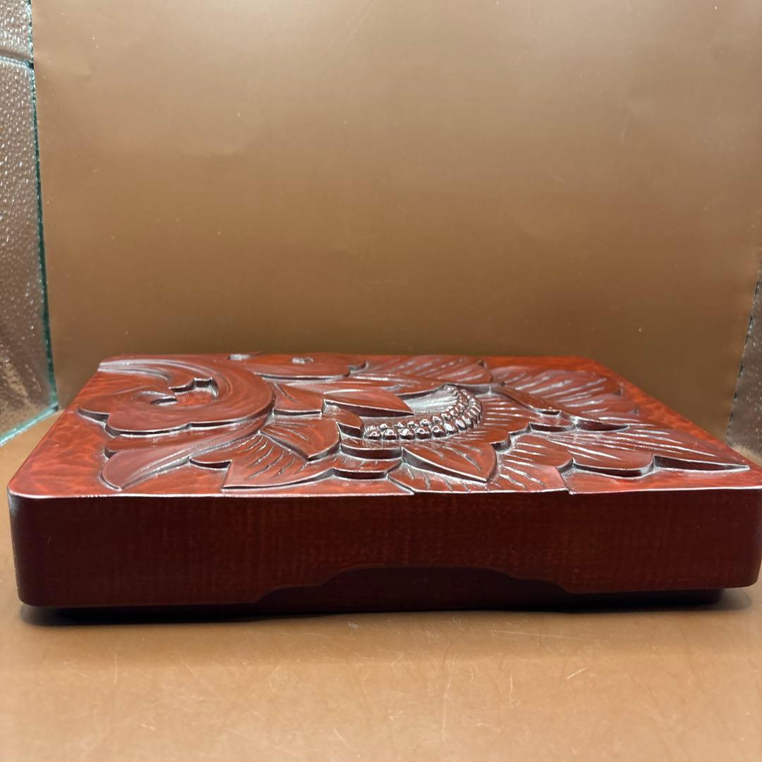 鎌倉彫　文庫箱　織り機の杼(ひ)で作った針山セット