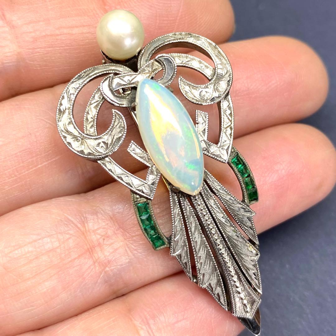 ヴィンテージ☆SPM☆絶品オパールと手彫りの素敵なブローチ☆おまけ