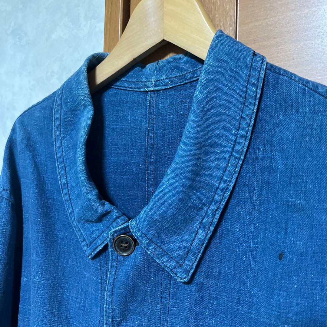 30s〜40s フレンチヴィンテージ インディゴリネン ワークジャケット