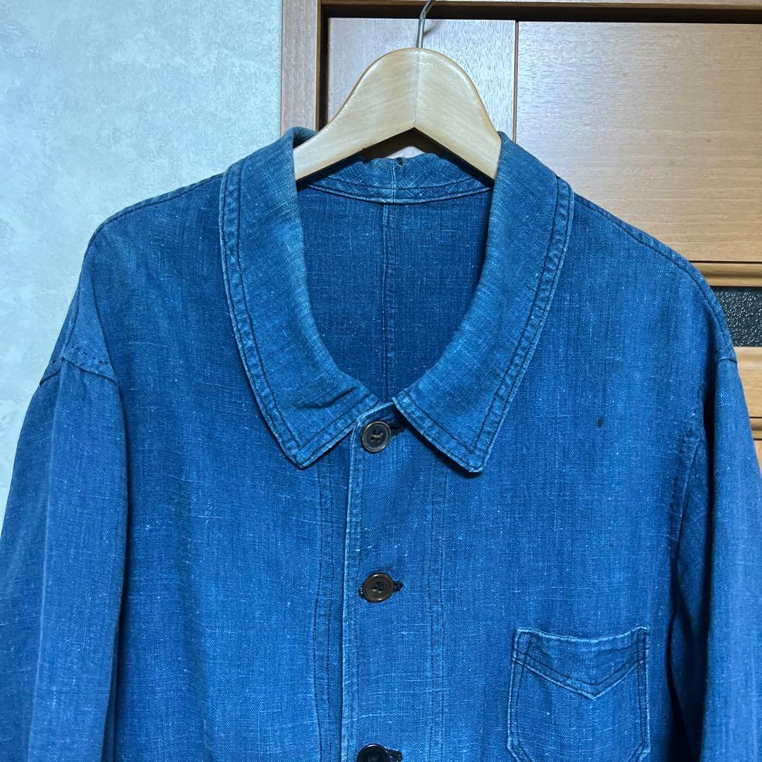 30s〜40s フレンチヴィンテージ インディゴリネン ワークジャケット
