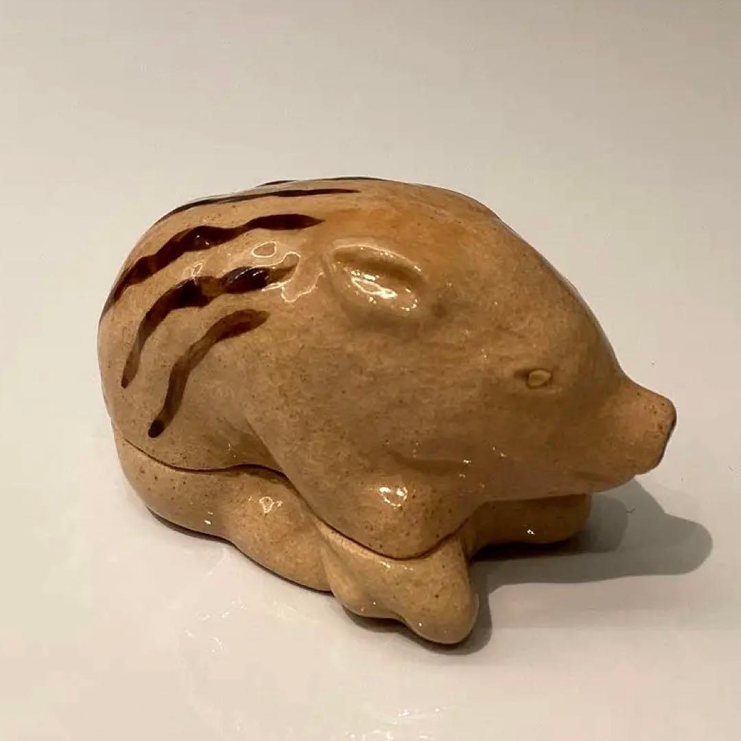 干支　亥　香合　利昇作