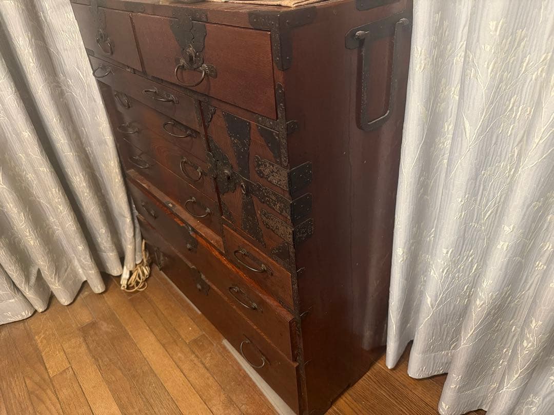 銘木 昭和レトロ素敵なアンティーク タンス箪笥 収納けやき？欅？13