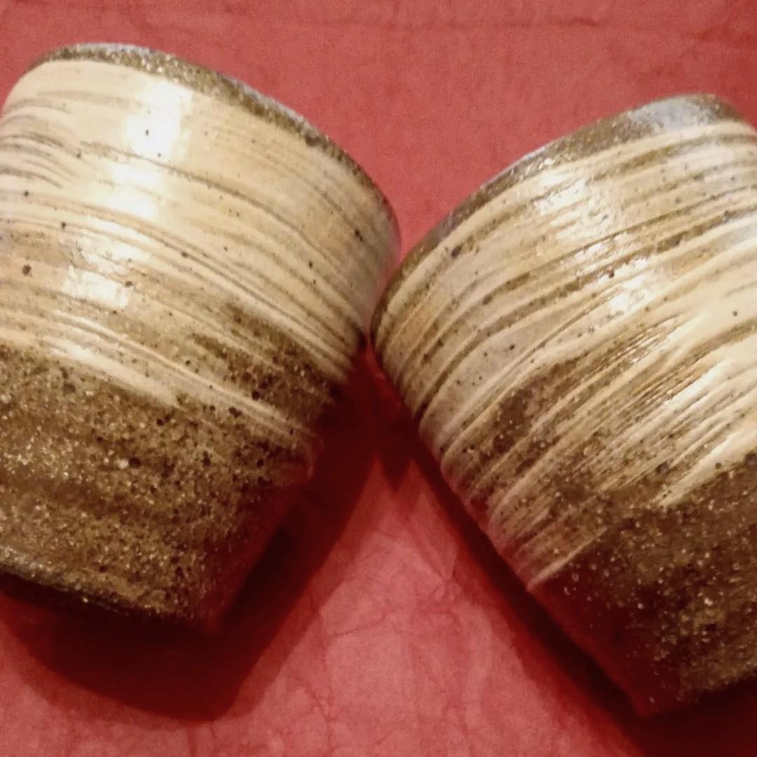 信楽焼 灰釉刷毛目湯呑み5客揃い