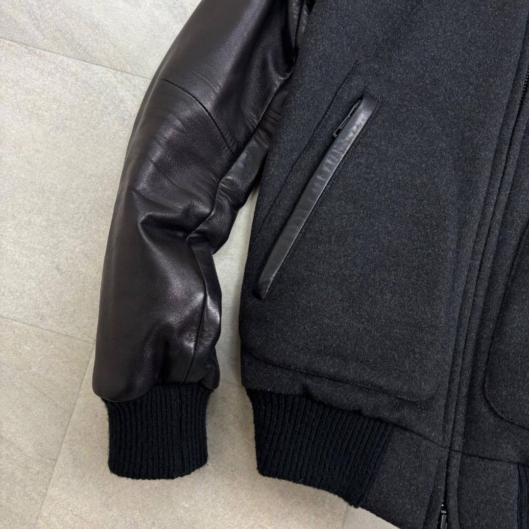 1piu1uguale3 ウノピゥウ スタジャン ブルゾン カシミヤ ラムレザー