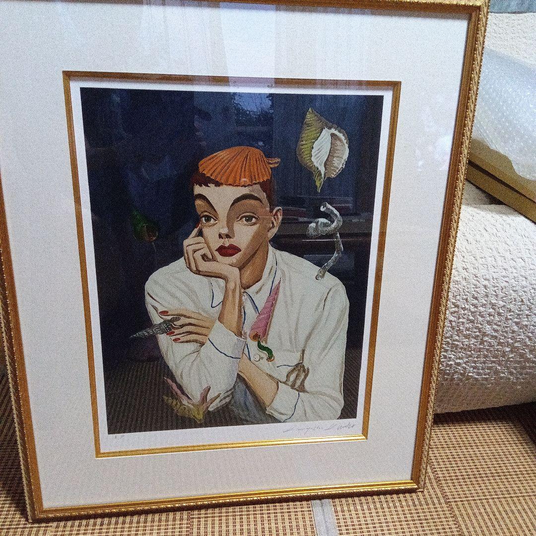 金子國義 金子国義 版画 サイン 署名 リトグラフ 夜想 額装ずみ - メルカリ