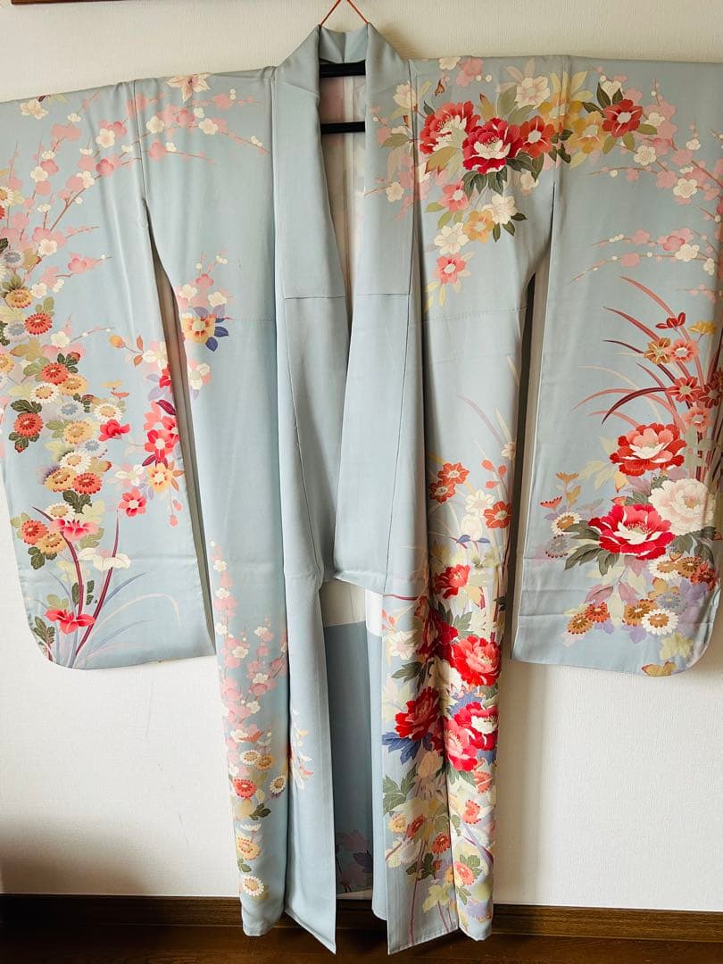 振袖 着物 未仕立て 振袖 22点セット「さくら 白 菊に蔦 那須ほほみ・サクラ」仮