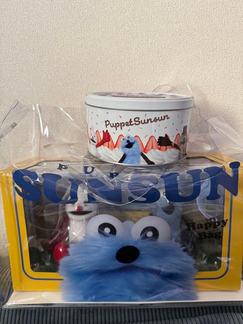 パペットスンスン フィギュア ハッピーバッグ セブンイレブン+ケーキ缶