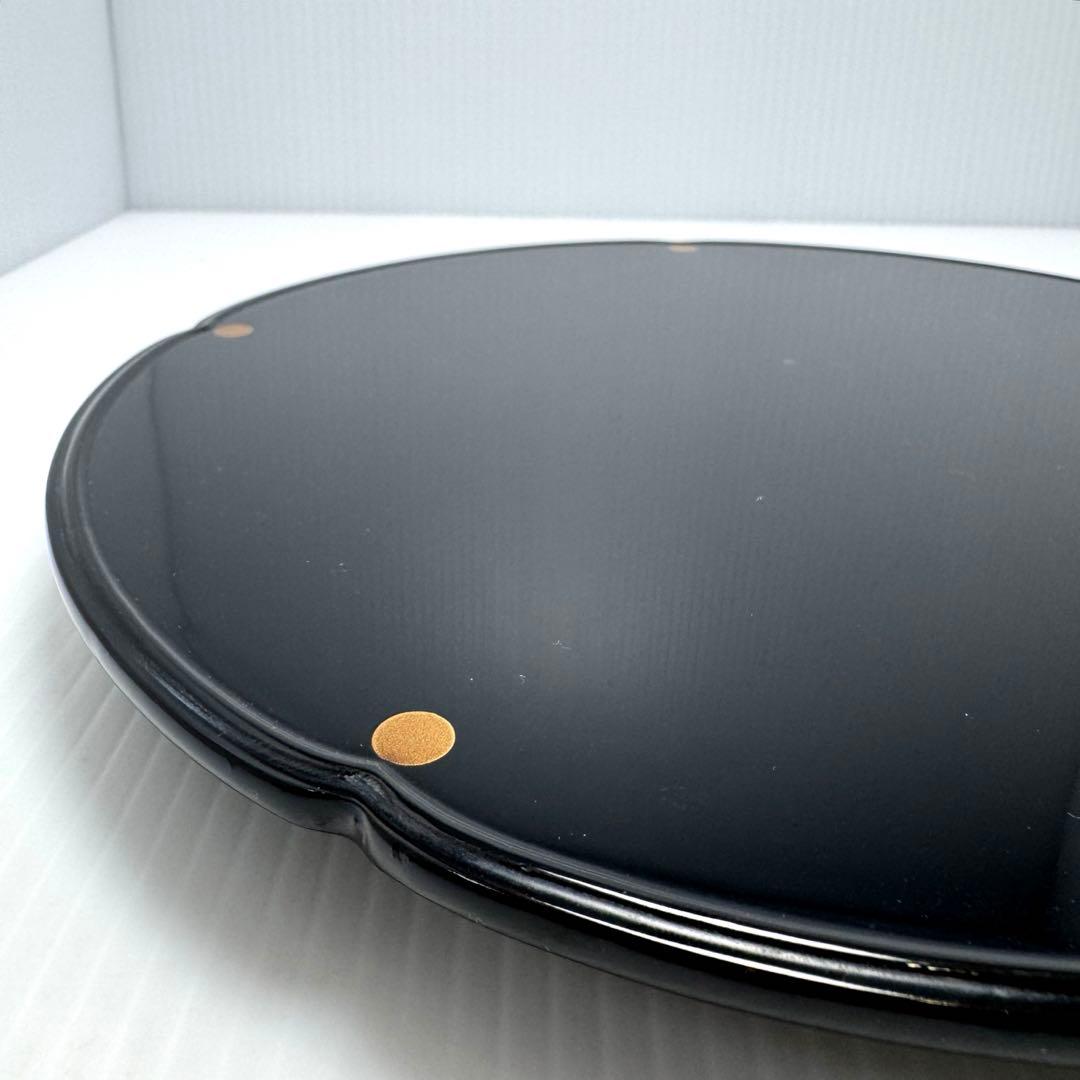 新品未使用 輪島塗 菓子器 盛器 円型 漆 漆器 小物置き 飾り 共箱 黒 金