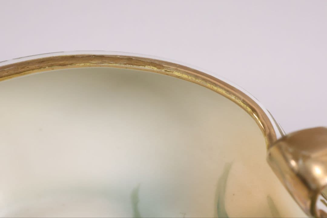 【CM307】オールドノリタケ 草花 三耳 皿 鉢 幅18.3cm 金彩 水仙