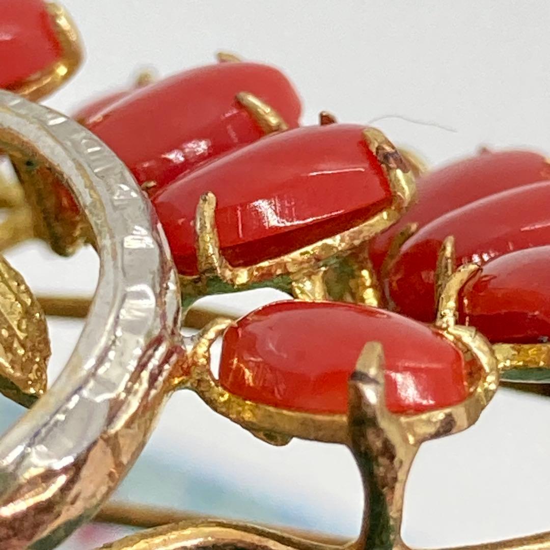 031509 血赤珊瑚 さんご サンゴ ビンテージ ブローチ 帯留め