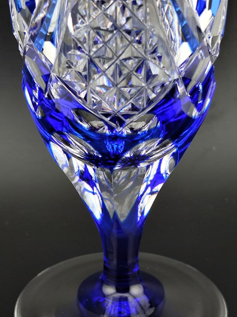 希少品☆江戸切子☆木村泰典 ワイングラス 脚付杯（切子 江戸切子
