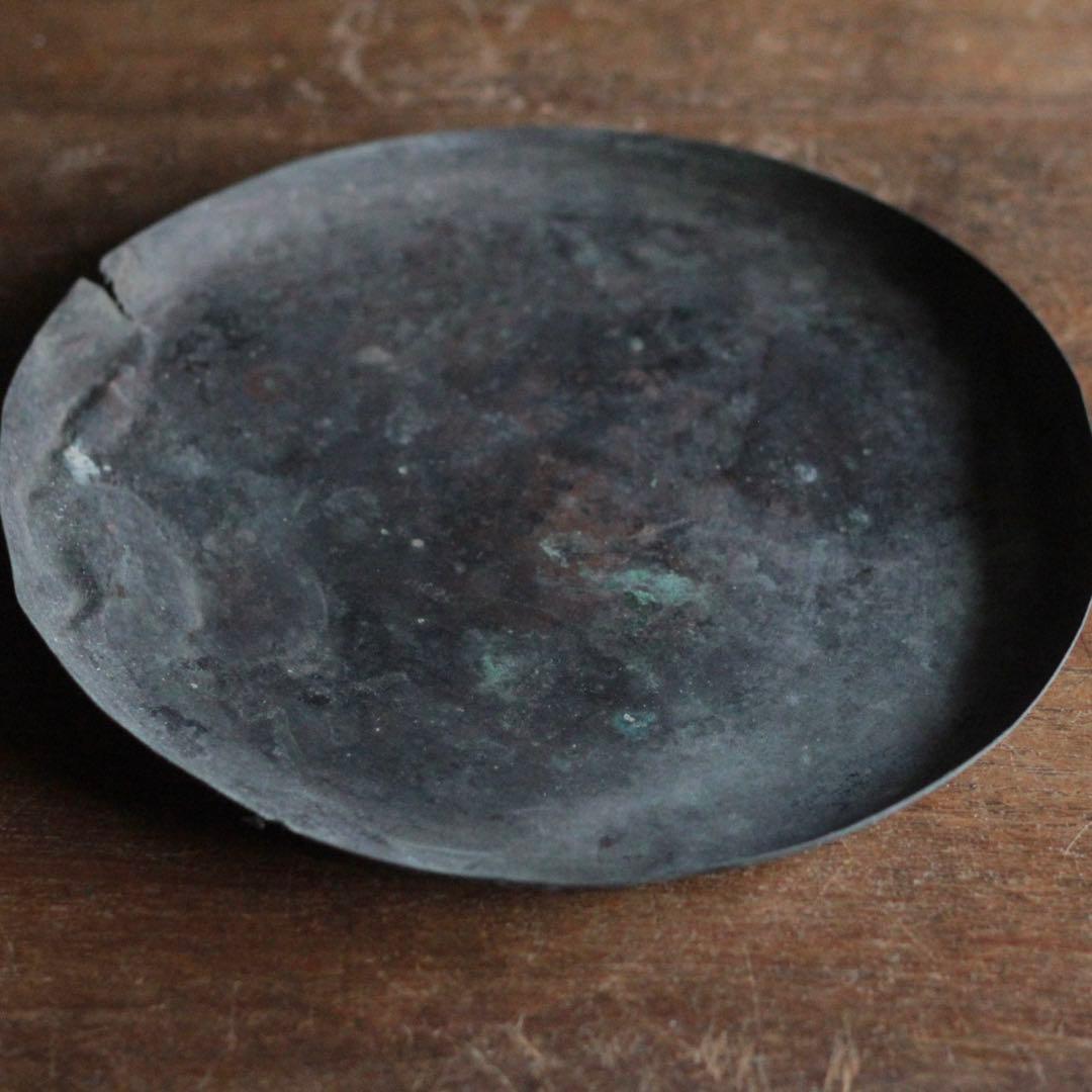 緑青が出た 古い 銅 トレイ 独酌盆 古道具 アンティーク 古美術