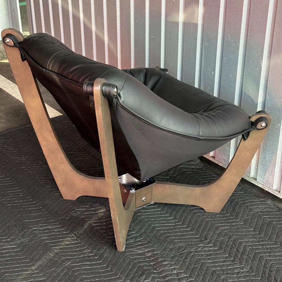 ギャラクシー ルナ ローバック パーソナルチェア 革張 ブラック　本革