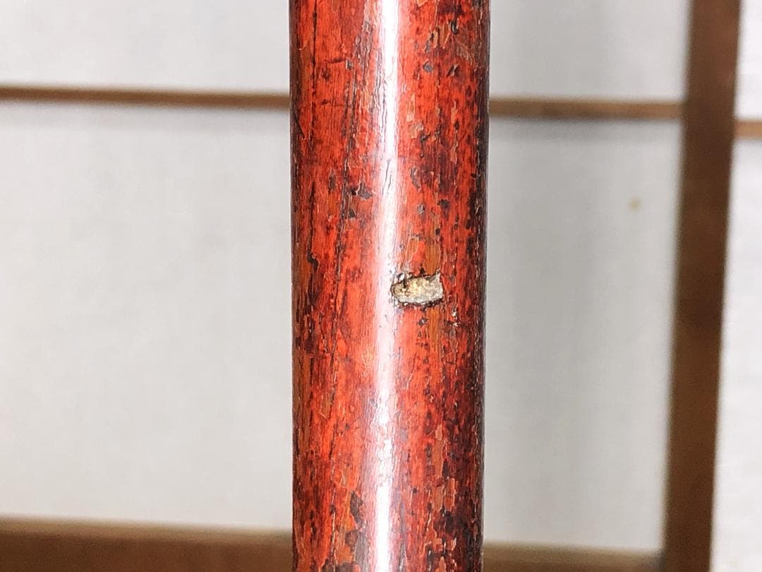 【 江戸期木製燭台 】　67.5ｃｍ　蝋燭残